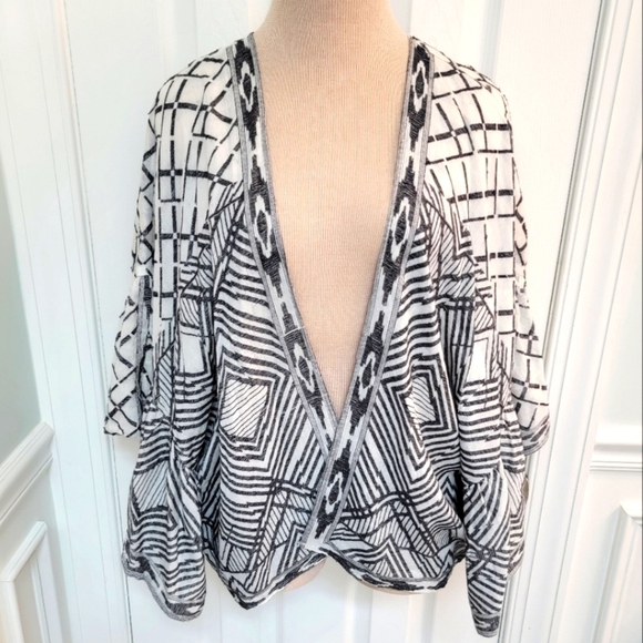 NWT Anthropologie Geometric Open Front Cardigan One Size Fits Most - Picture 2 of 12